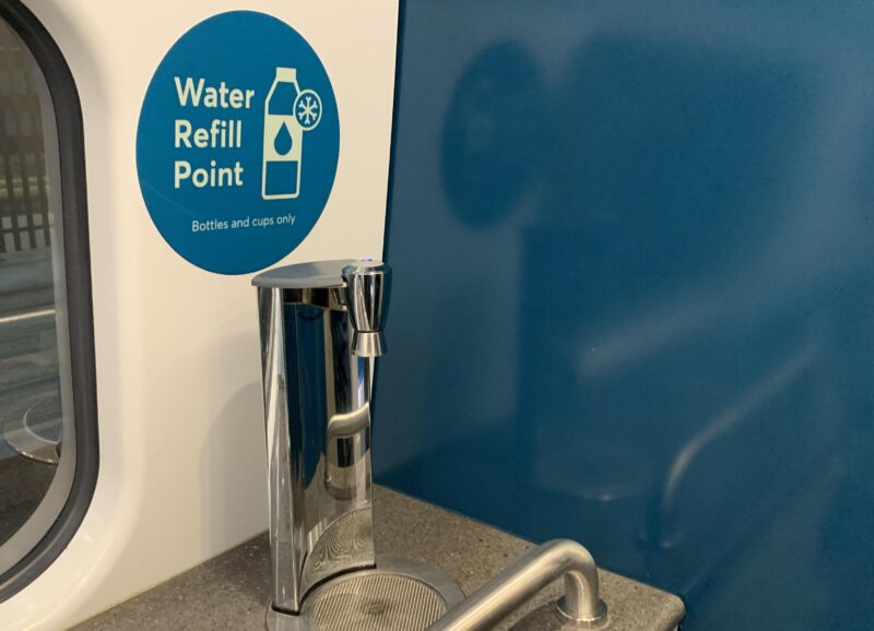 a water refill point sign