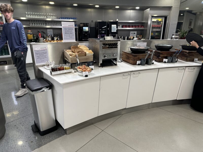 a counter with food items on it