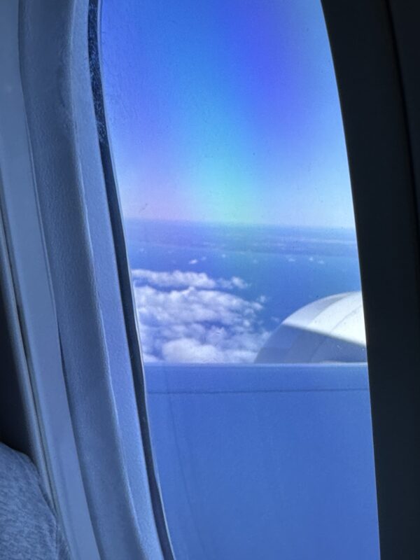 a view of the sky from an airplane window