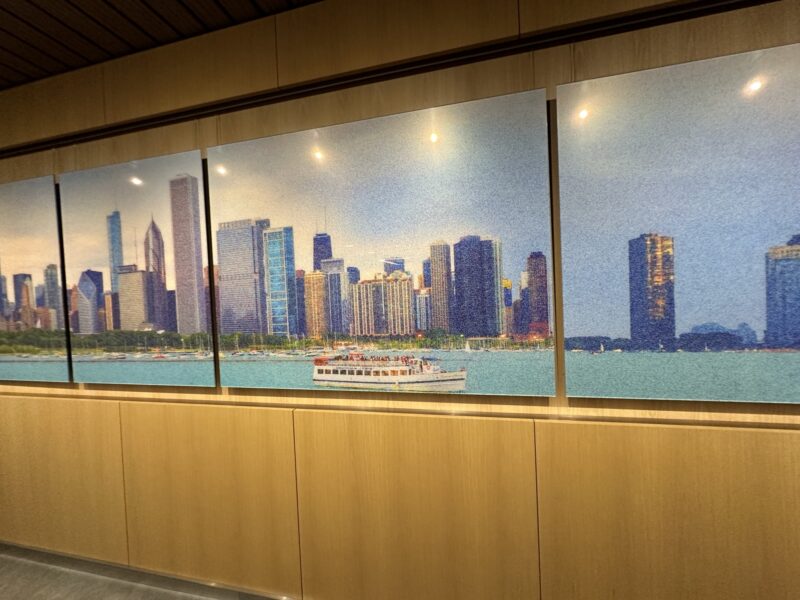 a large picture of a city on a wall