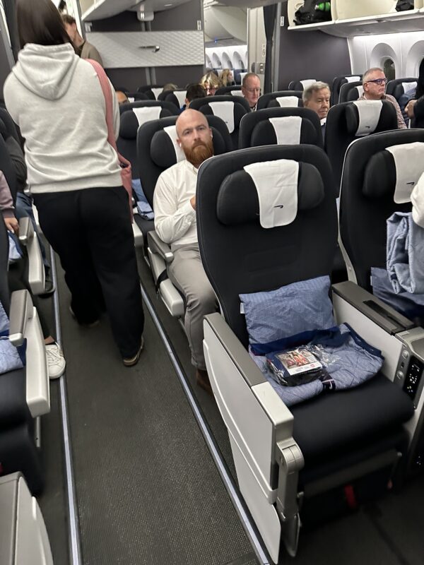 a group of people on an airplane