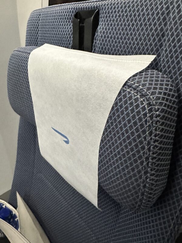 a tissue on a seat