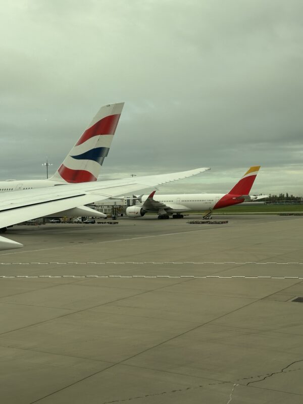 a plane on the runway