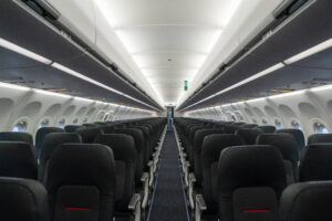 an airplane with rows of seats