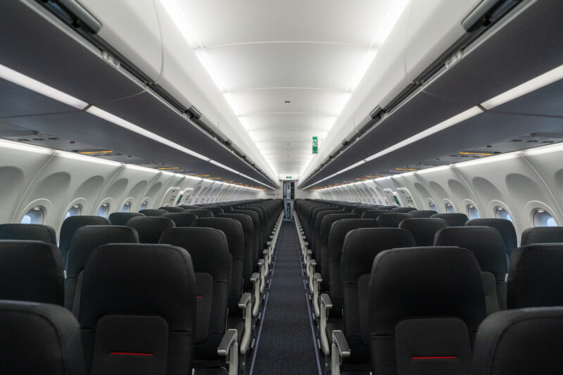 an airplane with rows of seats