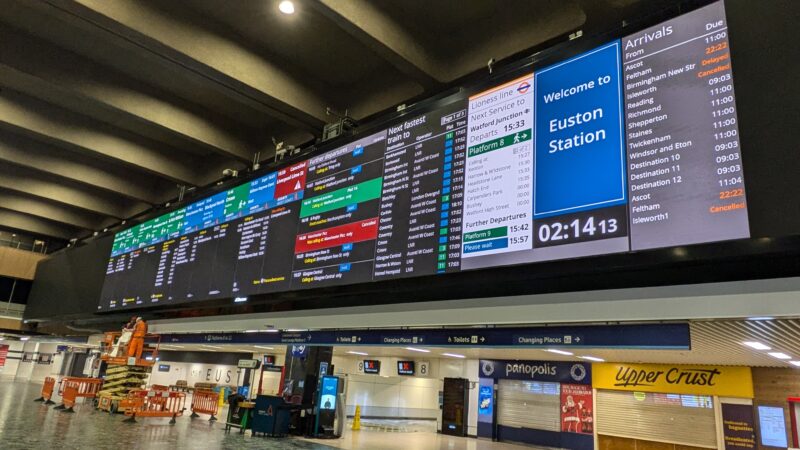 a large screen with information on it