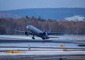 Thai Airways Boeing 777-300ER climbing out of Zurich Airport - Image, Economy Class and Beyond