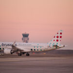 a plane on the runway