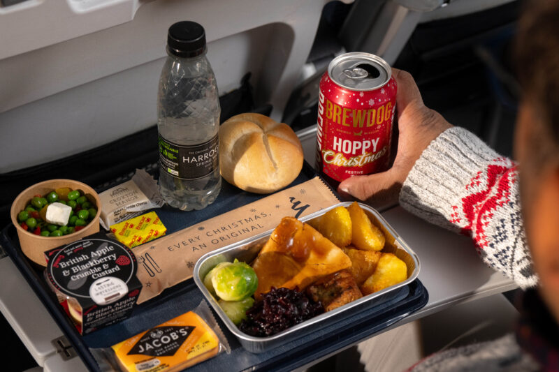 a food and drink on a table