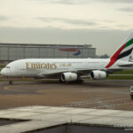 Emirates Airbus A380 taxiing at London Heathrow Airport - Image, Economy Class and Beyond