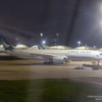 Cathay Pacific Airbus A350-900 parked at Hong Kong International Airport at night - Image, Economy Class and Beyond