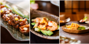 a collage of food on a table