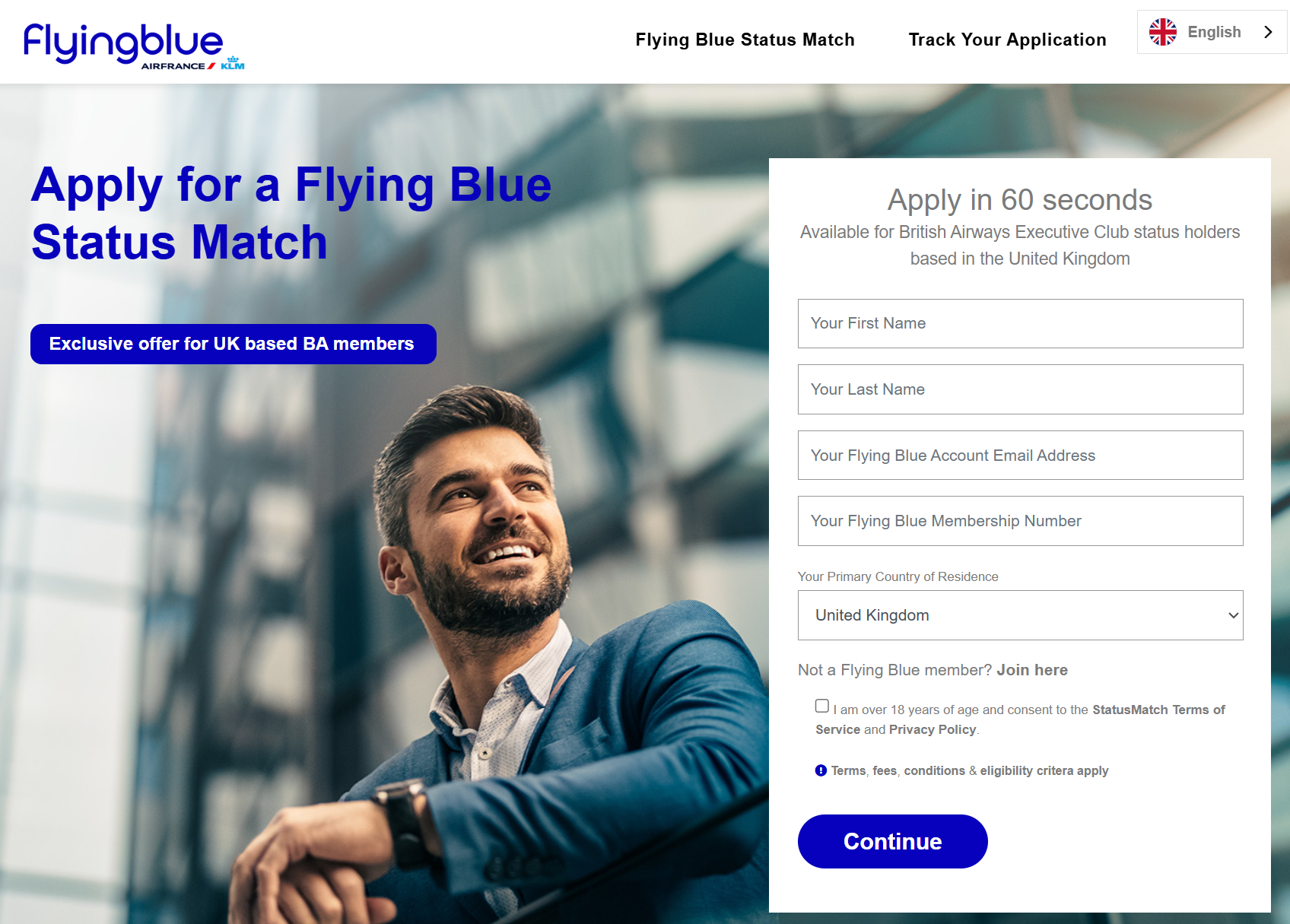 Flying Blue opens a tempting status match for British Airways "The Club"  Members - Economy Class & Beyond