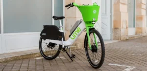 a green and white bicycle