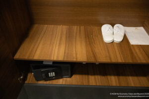 a pair of slippers on a shelf