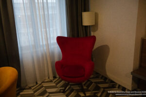 a red chair in a room