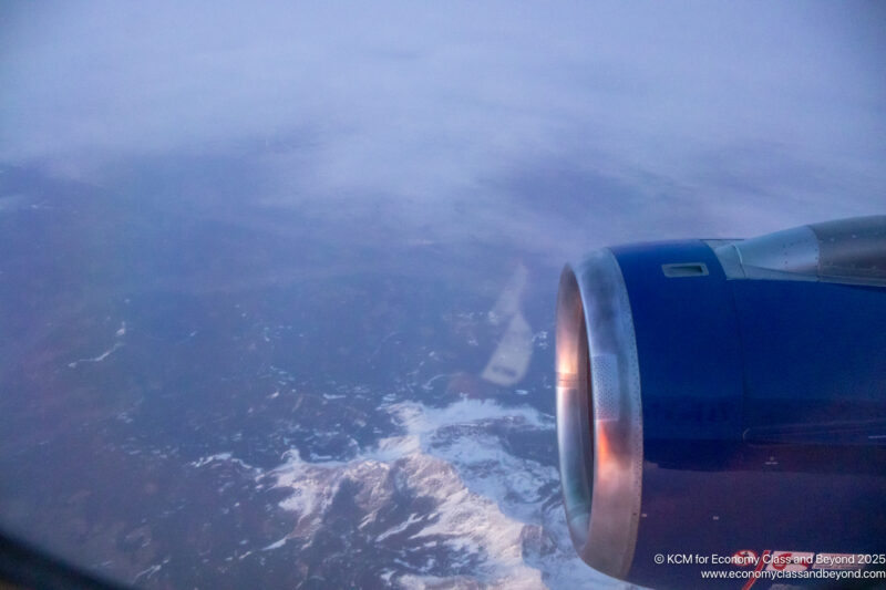 a plane engine and a landscape