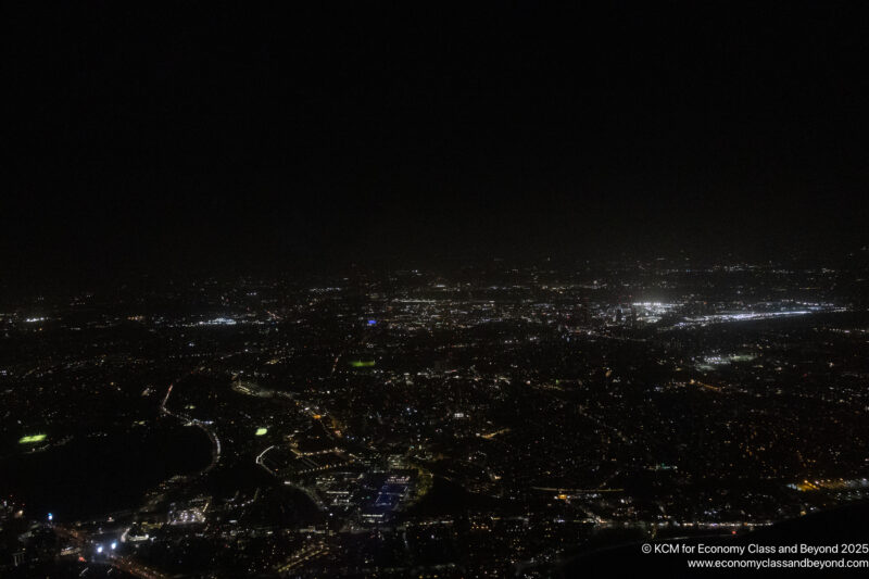 a city at night from above