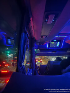 inside a vehicle with a view of the road and traffic