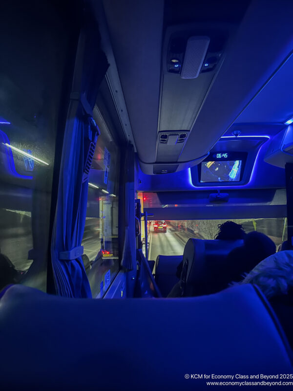 a view from inside of a bus