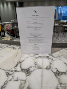 a menu on a counter