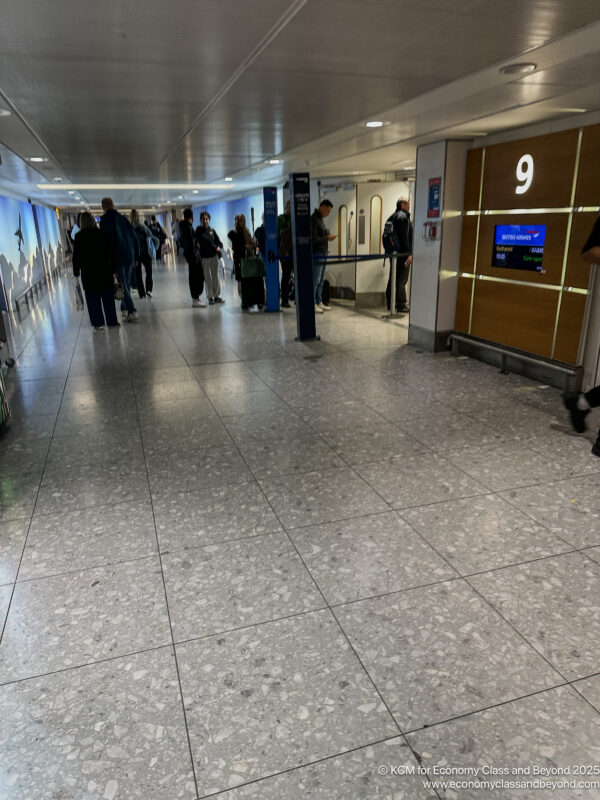 a group of people in a hallway