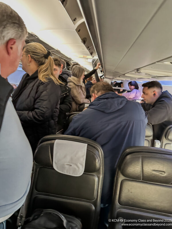 a group of people on an airplane