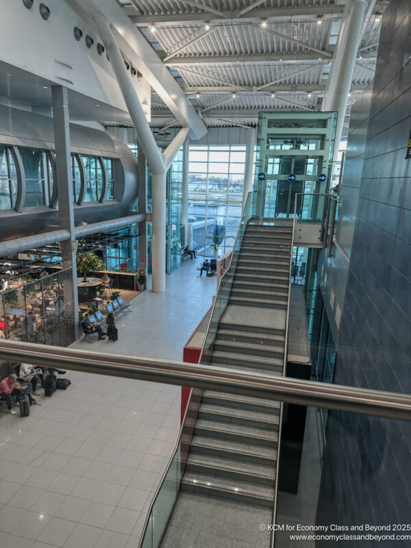 a staircase in a building