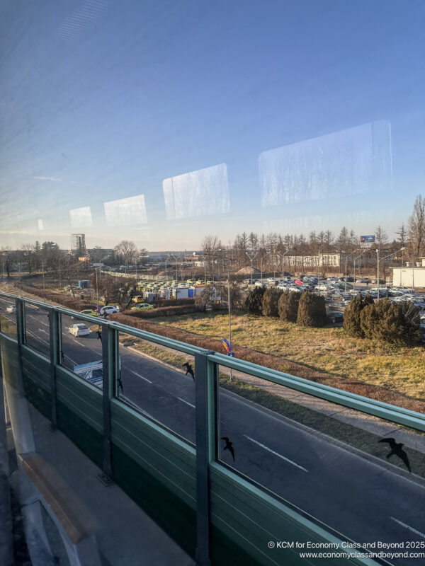 a view of a road from a window