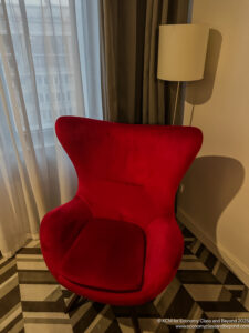 a red chair in a room