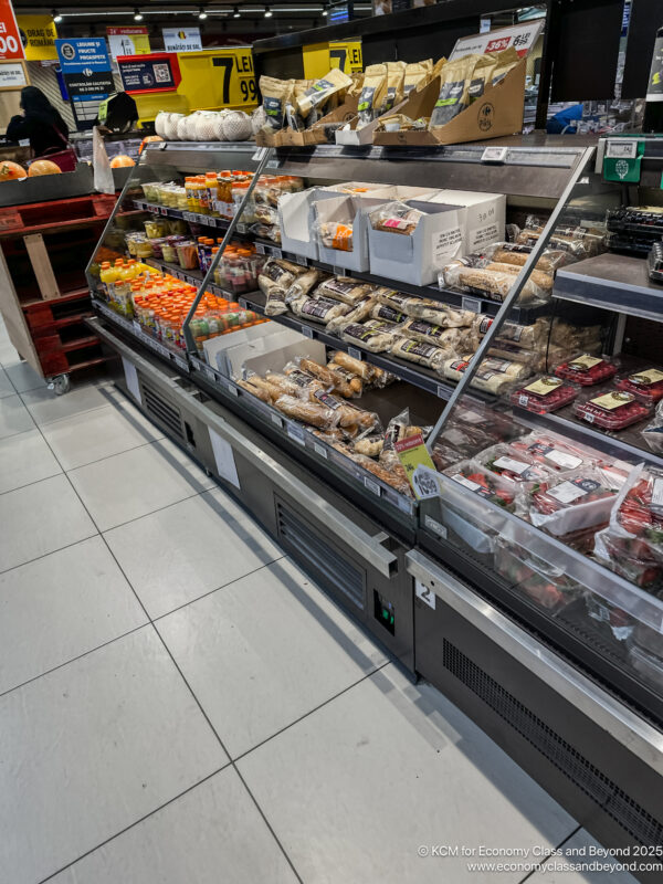 a display case with food on it