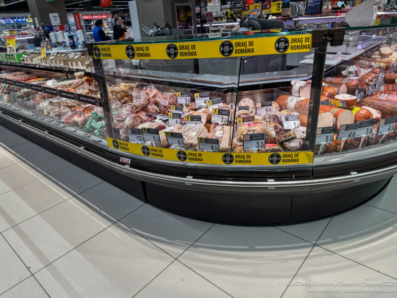 a display case with food on it
