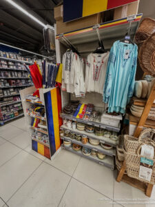 a store with shelves and clothes