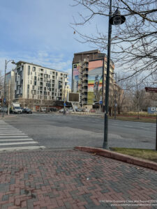 a street light and buildings