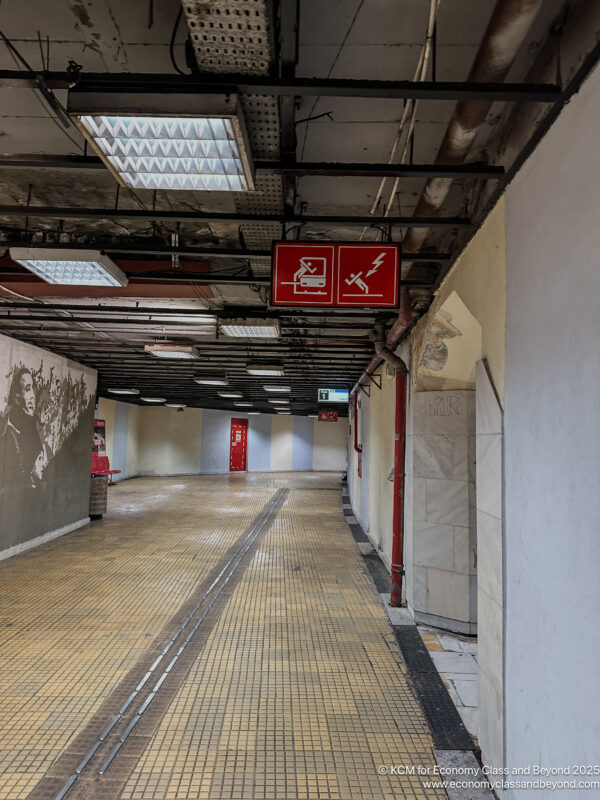 a train track in a building