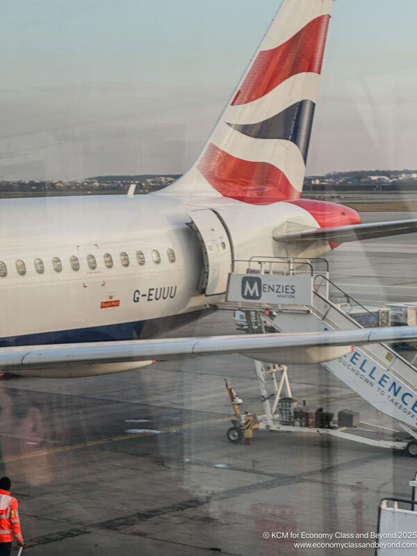 a plane on the runway