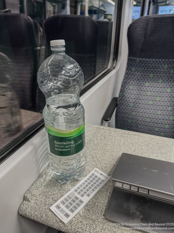 a bottle of water on a table