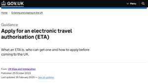 UK ETA Landing page