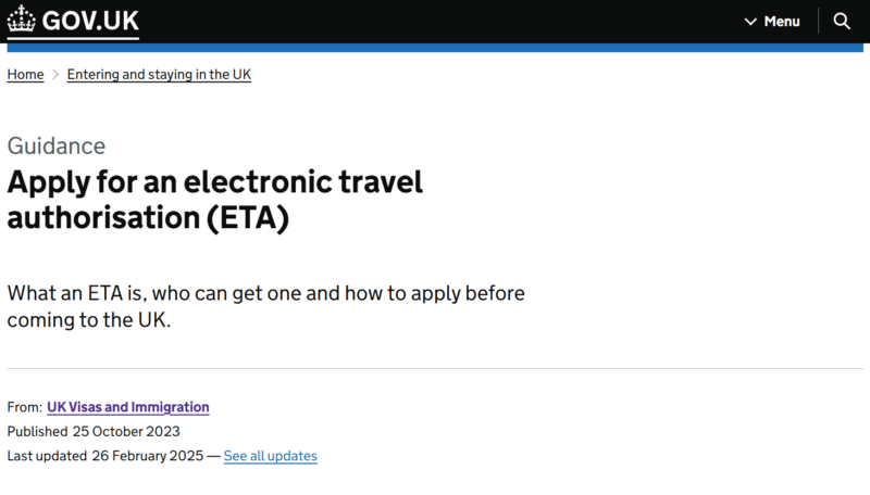 UK ETA Landing page 