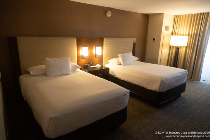 two beds in a hotel room