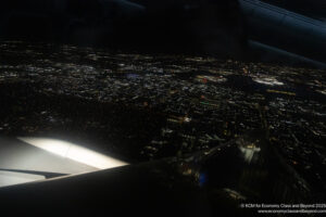 a view of a city from an airplane