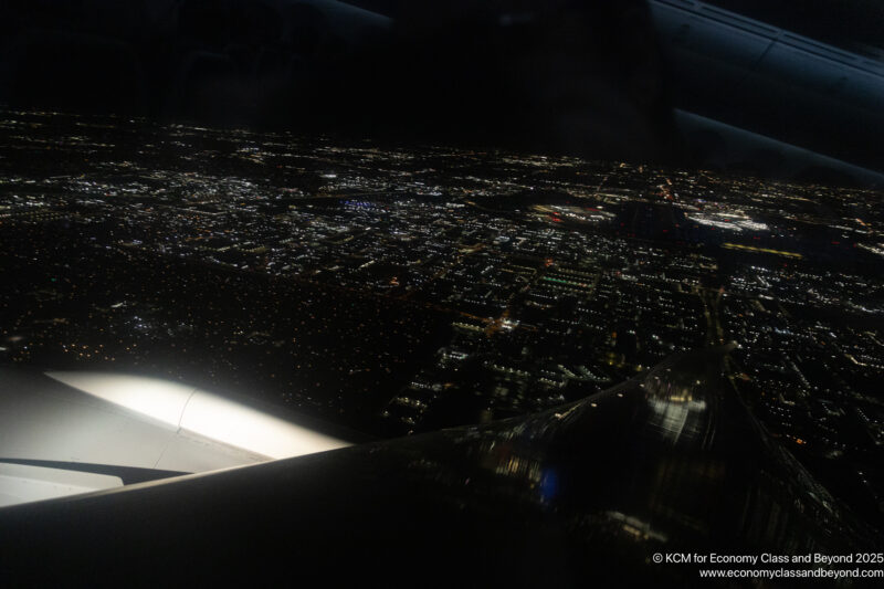 a view of a city from an airplane