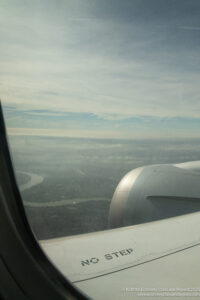 a view of a river from an airplane window