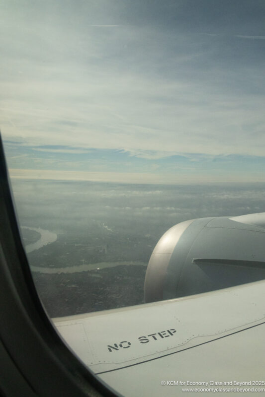 a view of a river from an airplane window