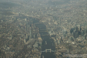 an aerial view of a city