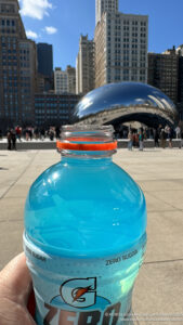 a blue liquid in a bottle