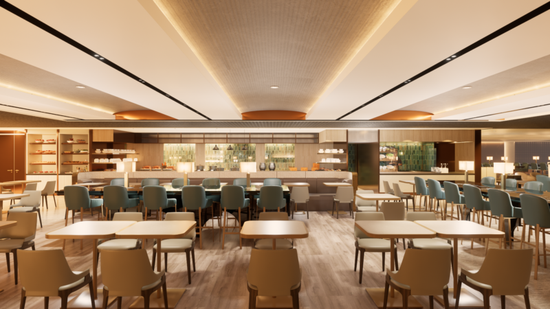 a room with tables and chairs