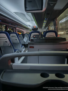 a bus with seats and a toilet