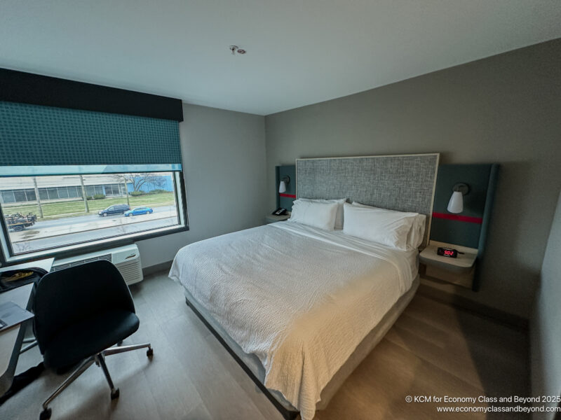 a bed in a room