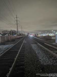 train tracks going down a train track